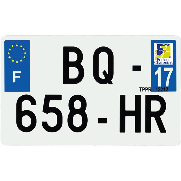Plaque immatriculation plastique 210 x 130 mm département 17