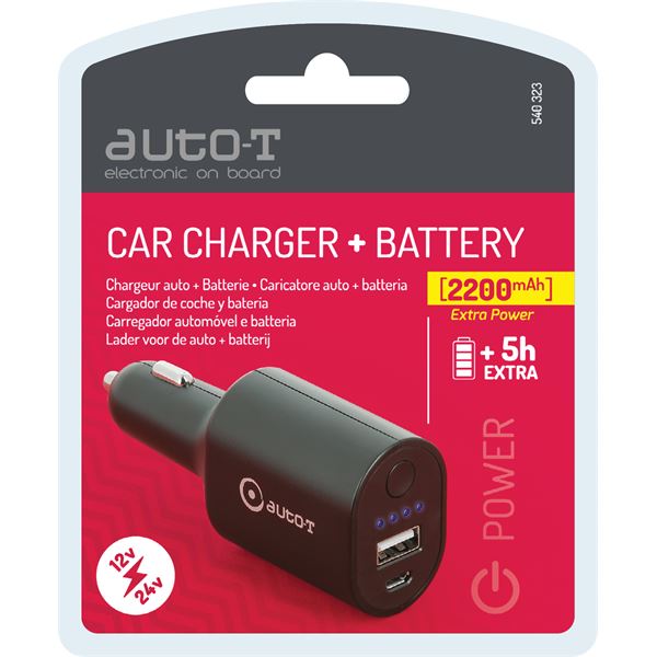 Chargeur allume-cigare + batterie portable 2200 mAH