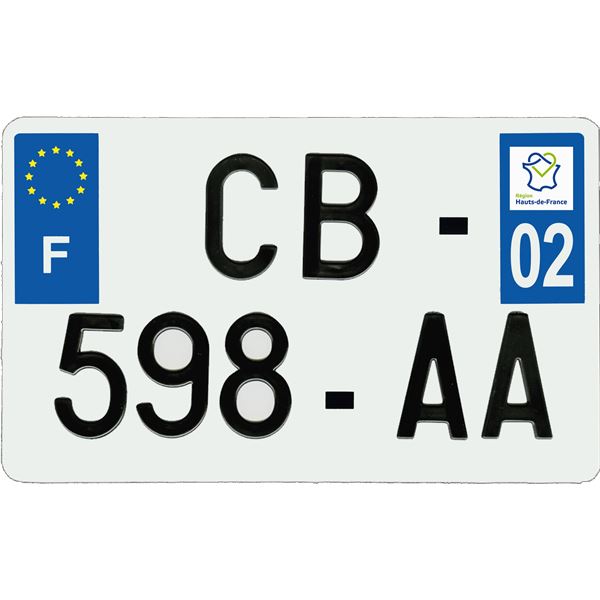 Plaque immatriculation aluminium 210 x 130 mm département 02