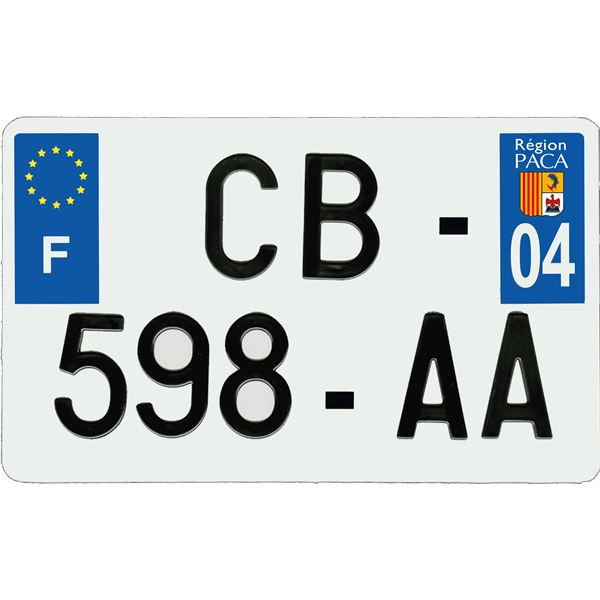 Plaque immatriculation aluminium 210 x 130 mm département 04