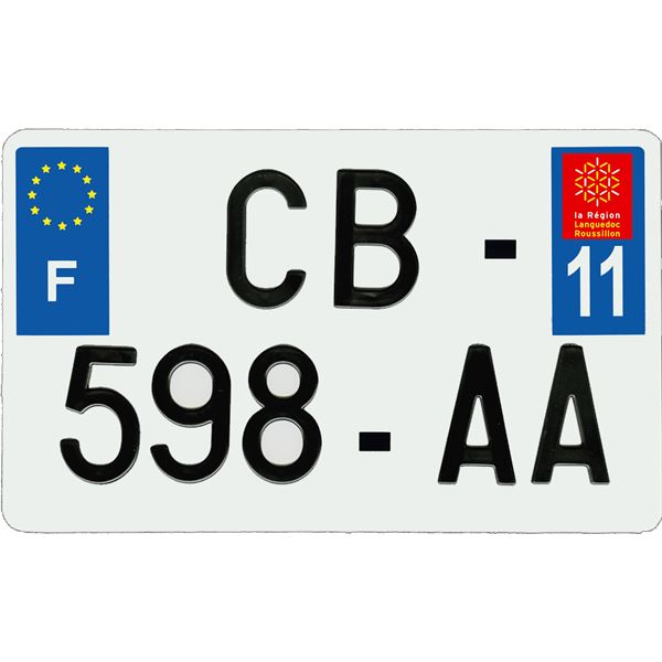 Plaque immatriculation aluminium 210 x 130 mm département 11