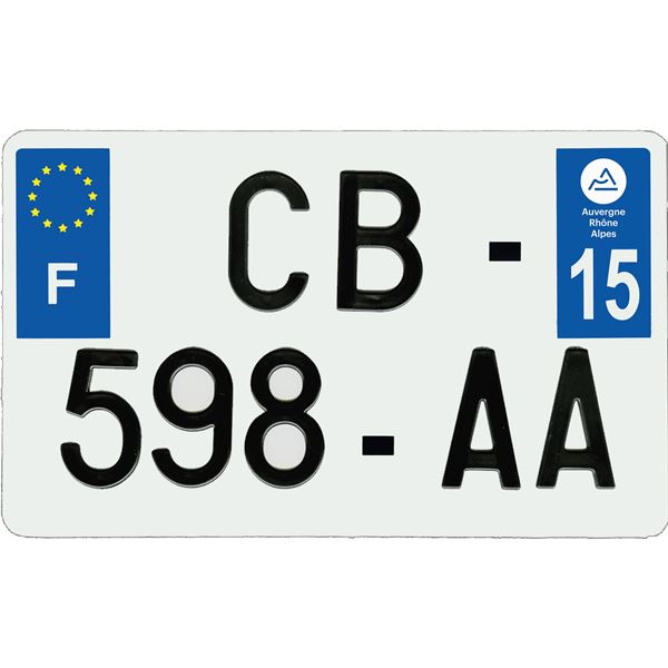 Plaque immatriculation aluminium 210 x 130 mm département 15
