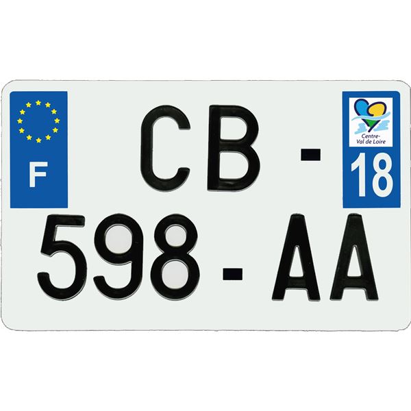 Plaque immatriculation aluminium 210 x 130 mm département 18