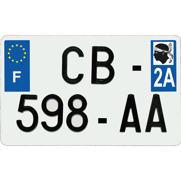 Plaque immatriculation aluminium 210 x 130 mm département 2A