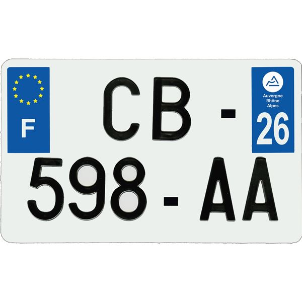 Plaque immatriculation aluminium 210 x 130 mm département 26