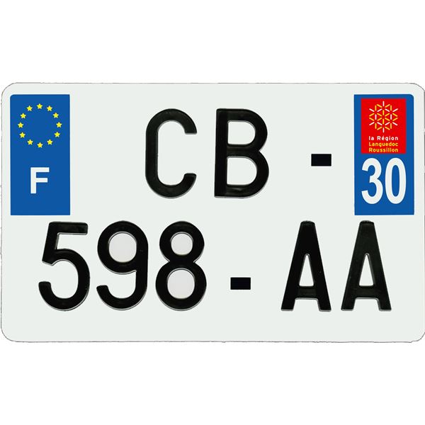 Plaque immatriculation aluminium 210 x 130 mm département 30