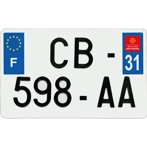 Plaque immatriculation aluminium 210 x 130 mm département 31