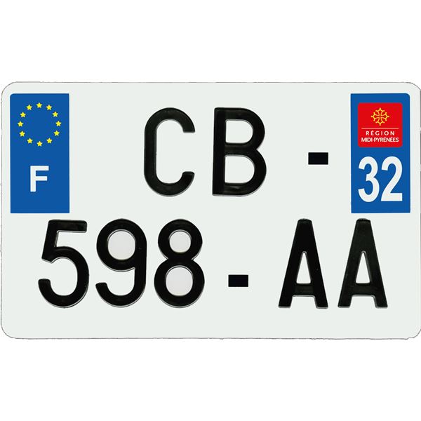 Plaque immatriculation aluminium 210 x 130 mm département 32