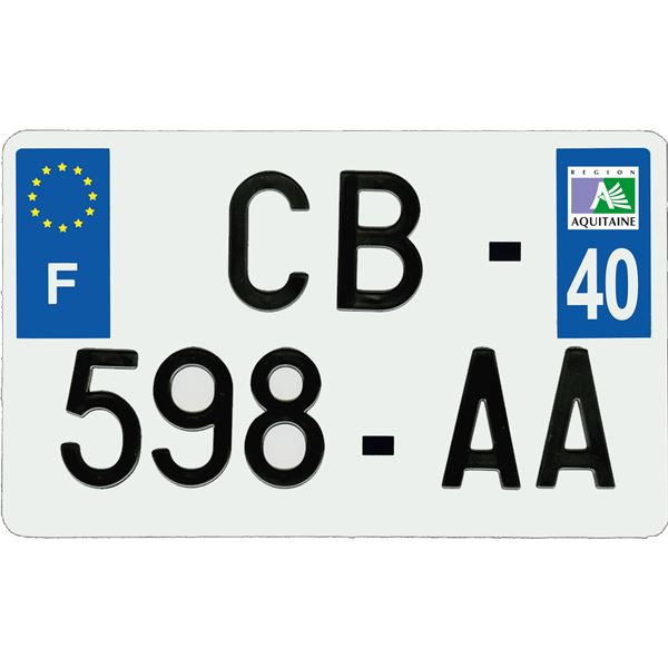 Plaque immatriculation aluminium 210 x 130 mm département 40