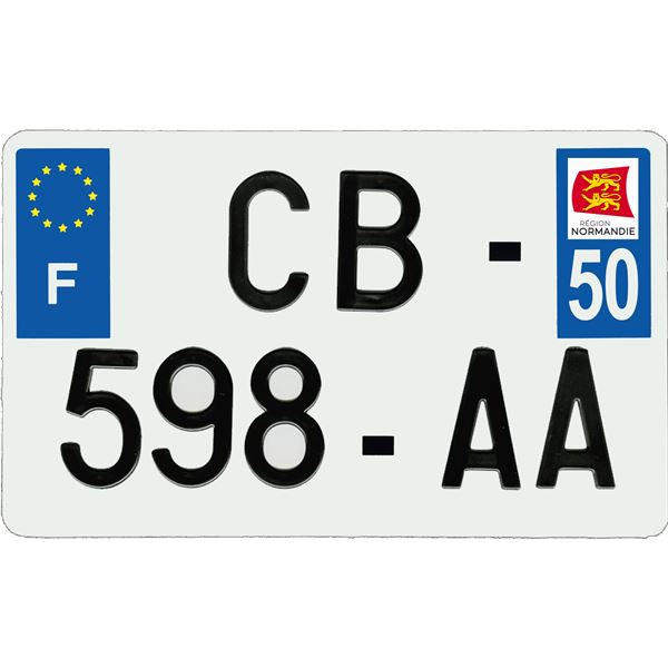 Plaque immatriculation aluminium 210 x 130 mm département 50