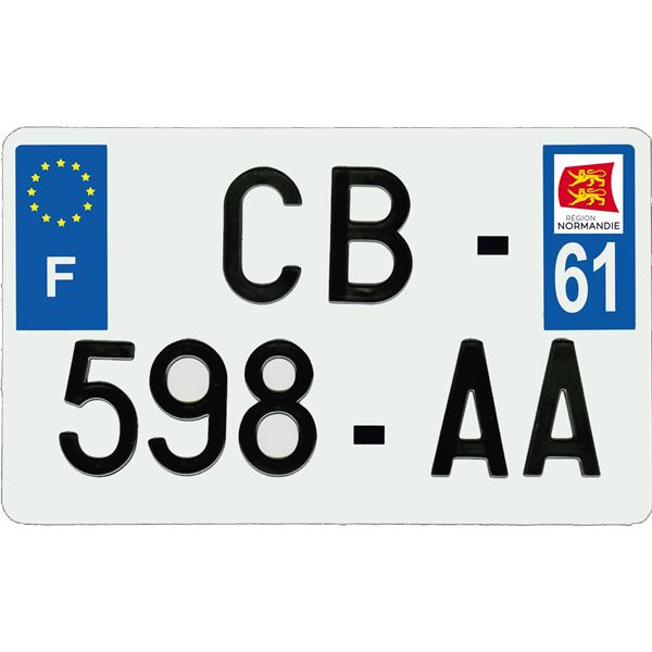 Plaque immatriculation aluminium 210 x 130 mm département 61