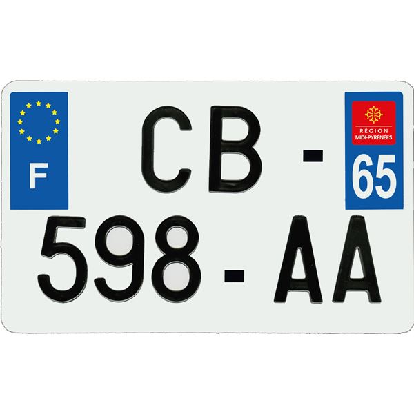 Plaque immatriculation aluminium 210 x 130 mm département 65