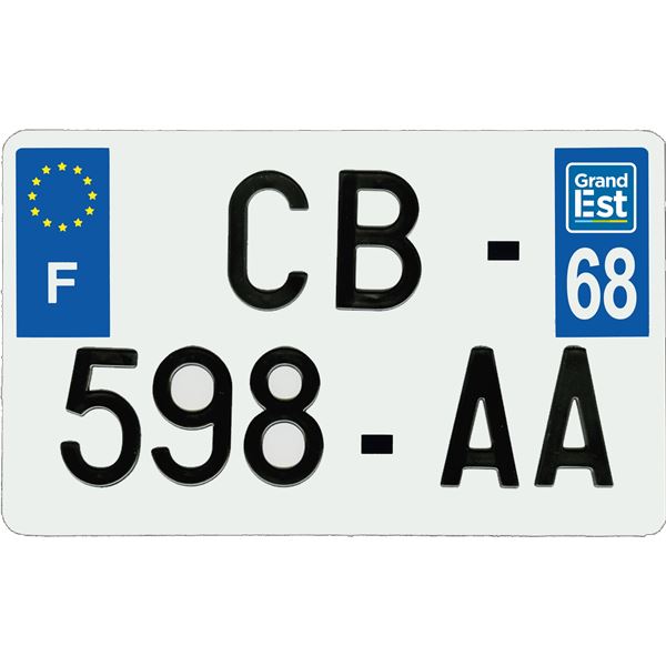Plaque immatriculation aluminium 210 x 130 mm département 68