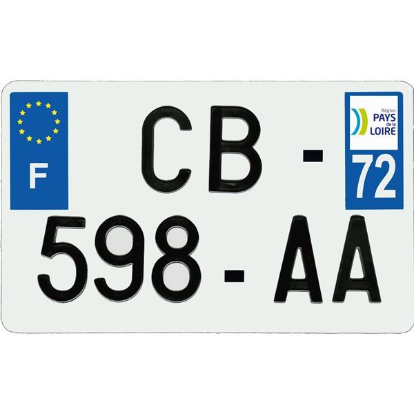 Plaque immatriculation aluminium 210 x 130 mm département 72