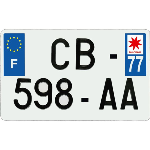 Plaque immatriculation aluminium 210 x 130 mm département 77