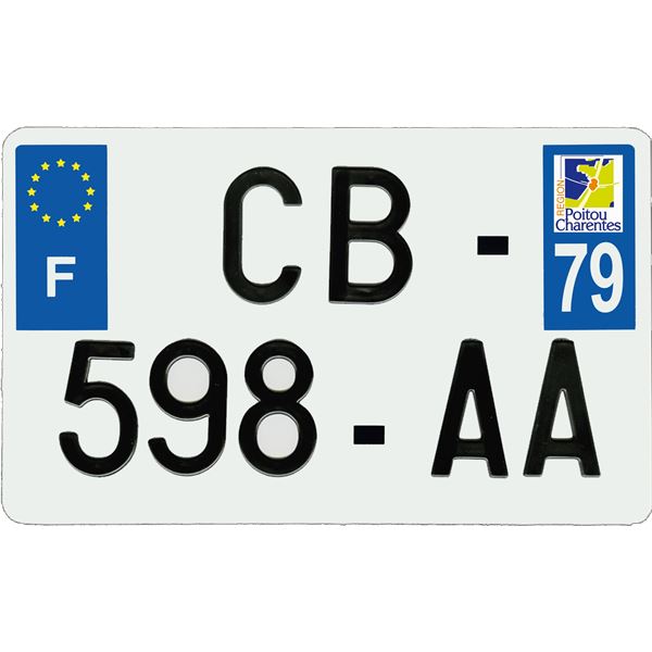 Plaque immatriculation aluminium 210 x 130 mm département 79