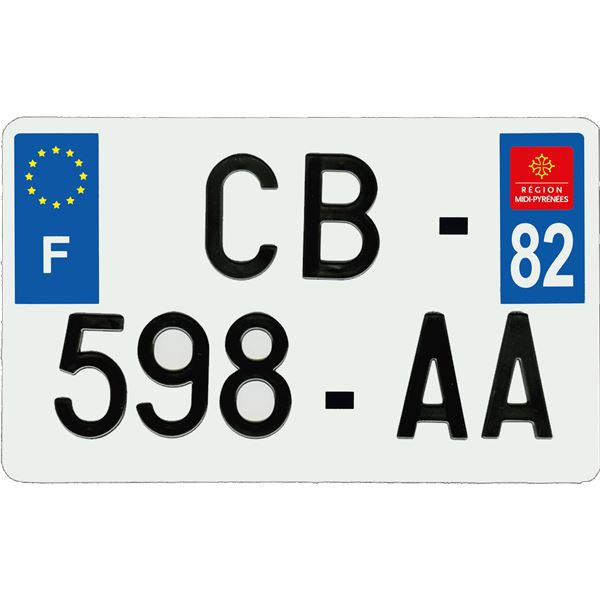 Plaque immatriculation aluminium 210 x 130 mm département 82