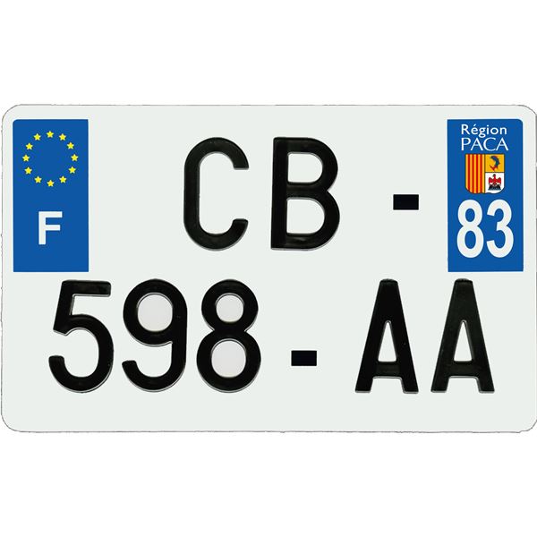 Plaque immatriculation aluminium 210 x 130 mm département 83