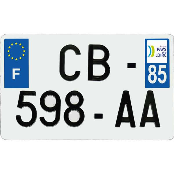 Plaque immatriculation aluminium 210 x 130 mm département 85
