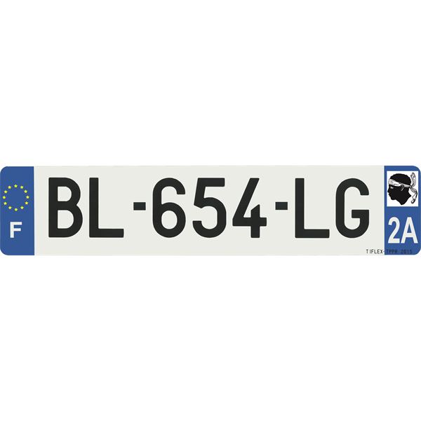 Plaque immatriculation plastique 520 x 110 mm département 2A