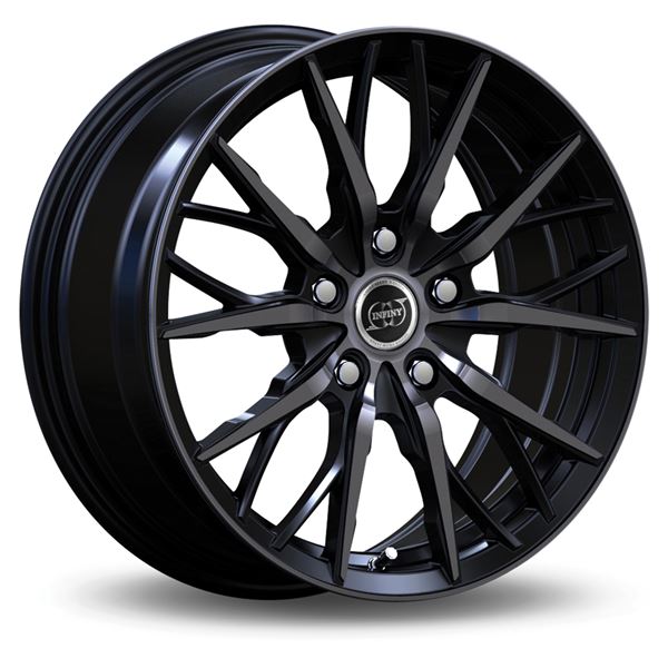 Jante aluminium Infiny 17 pouces Noir Brilant Face Polie Noire Spike