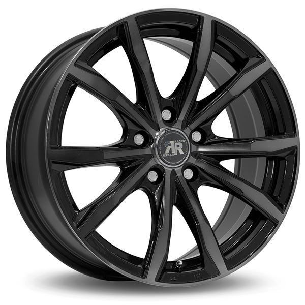 Jante aluminium Racer 15 pouces Noir Brillant Face Polie Noire Fusion