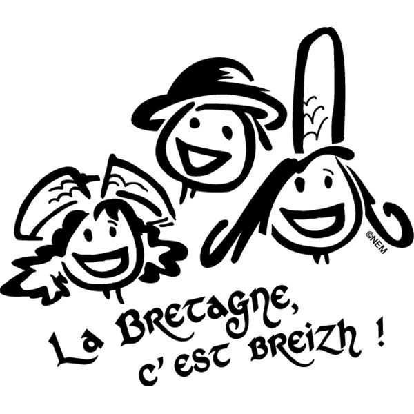 Adhésif tête de Breton transparent noir x1