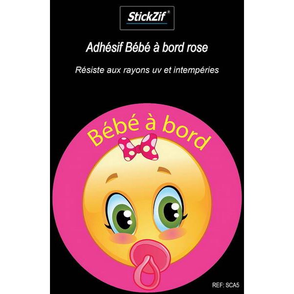 1 ADHÉSIF "BÉBÉ À BORD" ROSE