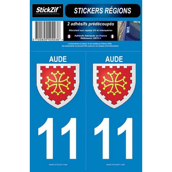 2 ADHÉSIFS "RÉGION" DÉPARTEMENT 11 AUDE
