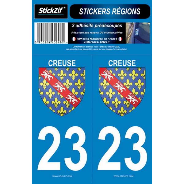 2 ADHÉSIFS "RÉGION" DÉPARTEMENT 23 CREUSE