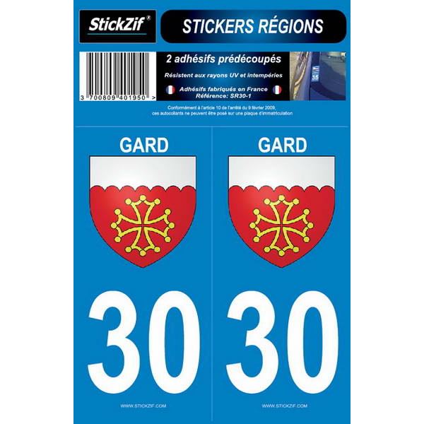 2 ADHÉSIFS "RÉGION" DÉPARTEMENT 30 GARD