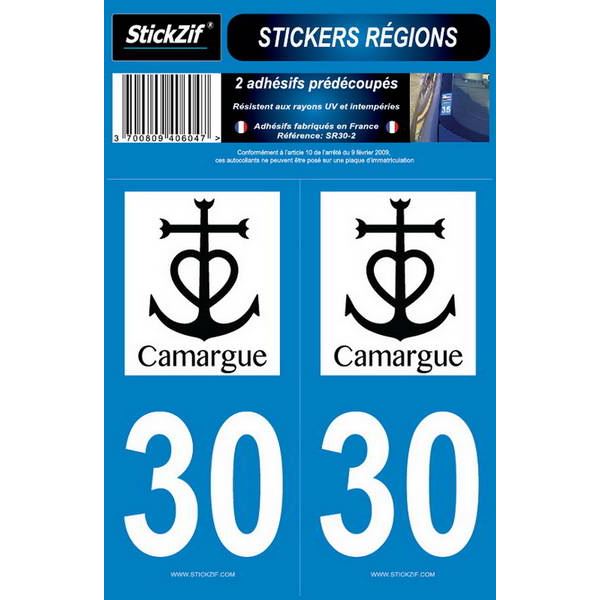 2 ADHÉSIFS "RÉGION" DÉPARTEMENT 30 CAMARGUE