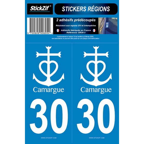 2 ADHÉSIFS "RÉGION" DÉPARTEMENT 30 CAMARGUE