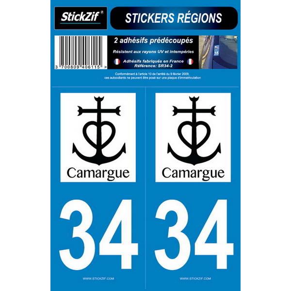 2 ADHÉSIFS "RÉGION" DÉPARTEMENT 34 CAMARGUE