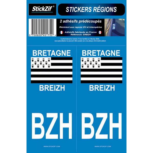 2 ADHÉSIFS "RÉGION" BRETAGNE/BREIZH BZH