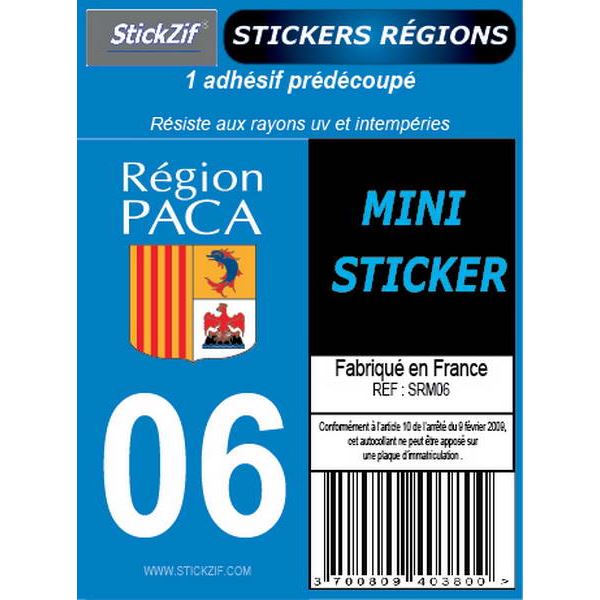 1 ADHÉSIF MOTO "RÉGION" DÉPARTEMENT 06 PACA