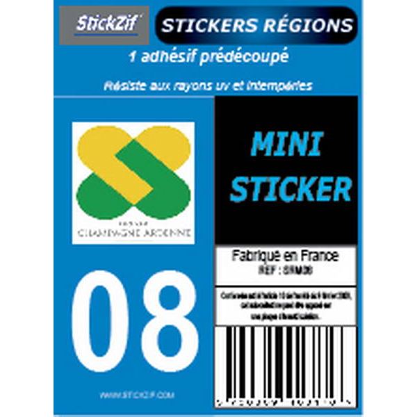 1 ADHÉSIF MOTO "RÉGION" DÉPARTEMENT 08 GRAND EST