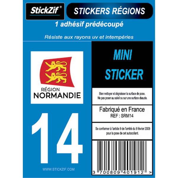 1 ADHÉSIF MOTO "RÉGION" DÉPARTEMENT 14 NORMANDIE