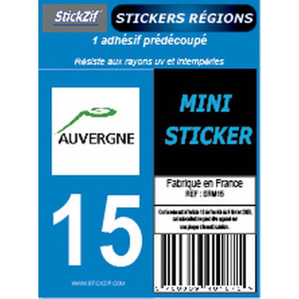 1 ADHÉSIF MOTO "RÉGION" DÉPARTEMENT 15 AUVERGNE-RHÔNE-ALPES