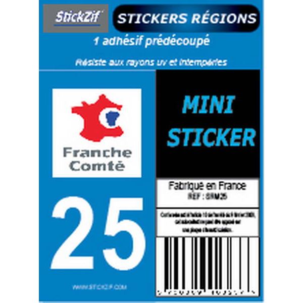 1 ADHÉSIF MOTO "RÉGION" DÉPARTEMENT 25 BOURGOGNE-FRANCHE-COMTÉ
