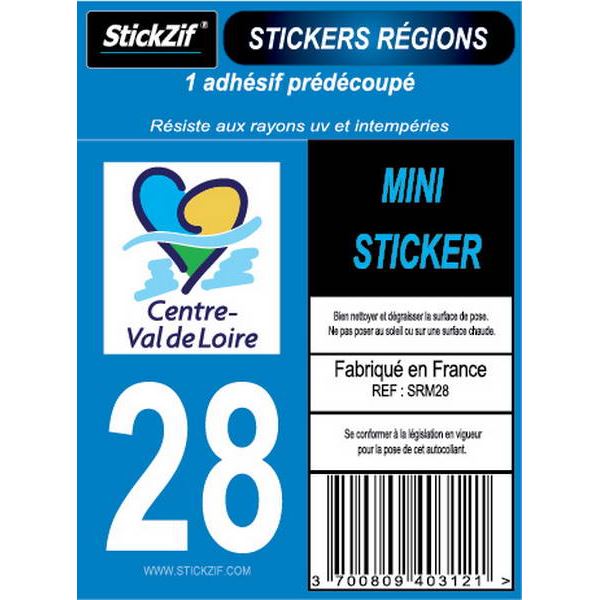 1 ADHÉSIF MOTO "RÉGION" DÉPARTEMENT 28 CENTRE-VAL DE LOIRE