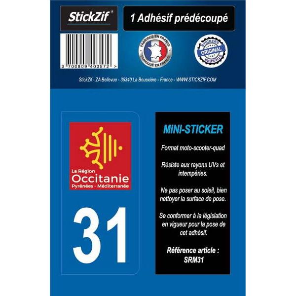 1 ADHÉSIF MOTO "RÉGION" DÉPARTEMENT 31 OCCITANIE