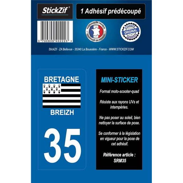 1 ADHÉSIF MOTO "RÉGION" DÉPARTEMENT 35 BRETAGNE/BREIZH