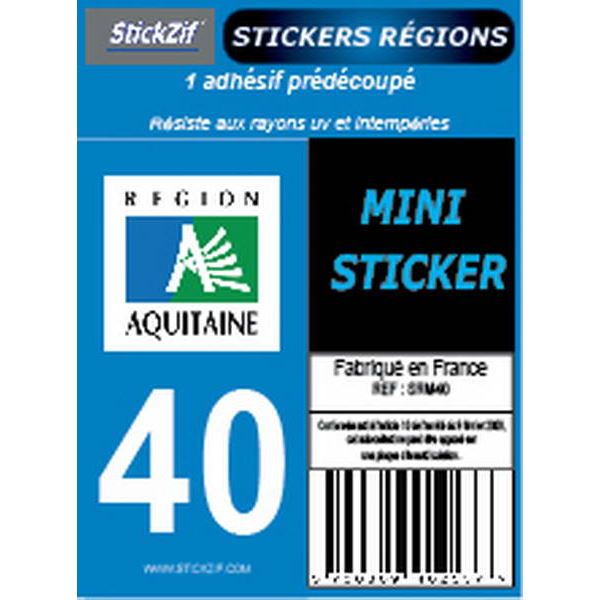 1 ADHÉSIF MOTO "RÉGION" DÉPARTEMENT 40 NOUVELLE-AQUITAINE