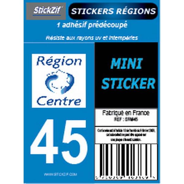 1 ADHÉSIF MOTO "RÉGION" DÉPARTEMENT 45 CENTRE VAL-DE-LOIRE