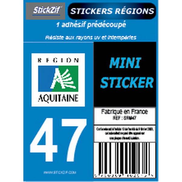 1 ADHÉSIF MOTO "RÉGION" DÉPARTEMENT 47 NOUVELLE-AQUITAINE