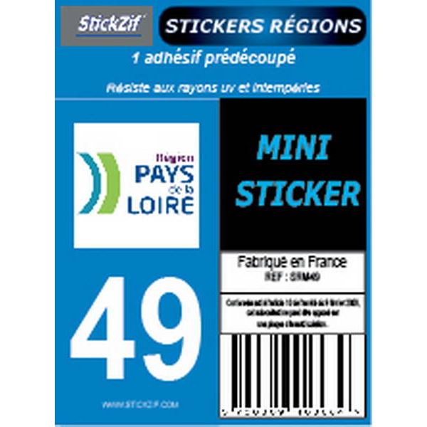 1 ADHÉSIF MOTO "RÉGION" DÉPARTEMENT 49 PAYS DE LA LOIRE