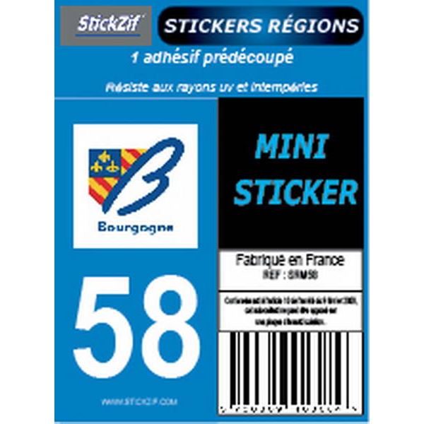 1 ADHÉSIF MOTO "RÉGION" DÉPARTEMENT 58 BOURGOGNE-FRANCHE-COMTÉ