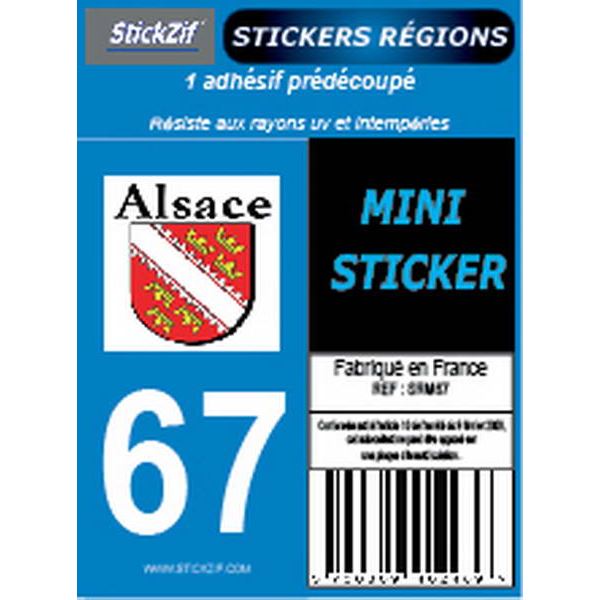 1 ADHÉSIF MOTO "RÉGION" DÉPARTEMENT 67 GRAND EST