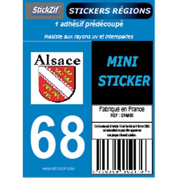 1 ADHÉSIF MOTO "RÉGION" DÉPARTEMENT 68 GRAND EST